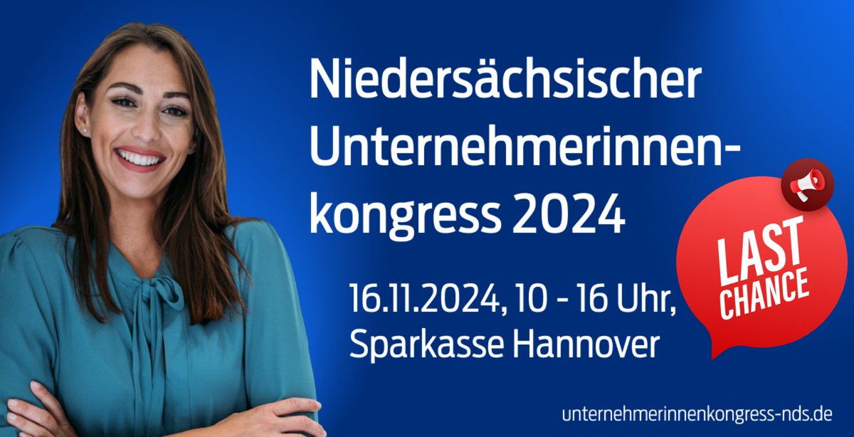 +++ LAST CHANCE +++ Sie  wollen erleben, wie das kraftvolle Werkzeug „Networking“ zu finanziellem Erfolg führt? Dann sichern Sie sich jetzt noch schnell ein Ticket für den Nds. Unternehmerinnenkongress diesen Samstag: unternehmerinnenkongress-nds.de