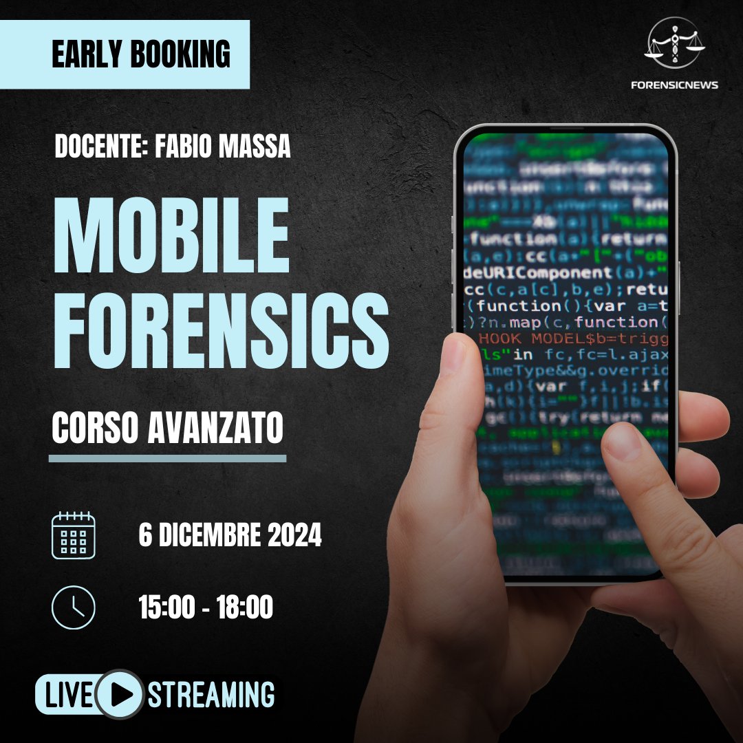 forensicnewsit's tweet photo. 🛠️ Durante il corso scoprirai strumenti professionali come Cellebrite e Oxygen Forensics. Preparati a lavorare con tool utilizzati dai migliori specialisti in digital forensics!

🔗 Iscriviti con early booking:
https://t.co/mH3ZIR3SZn https://t.co/47ls4ZIL5L
