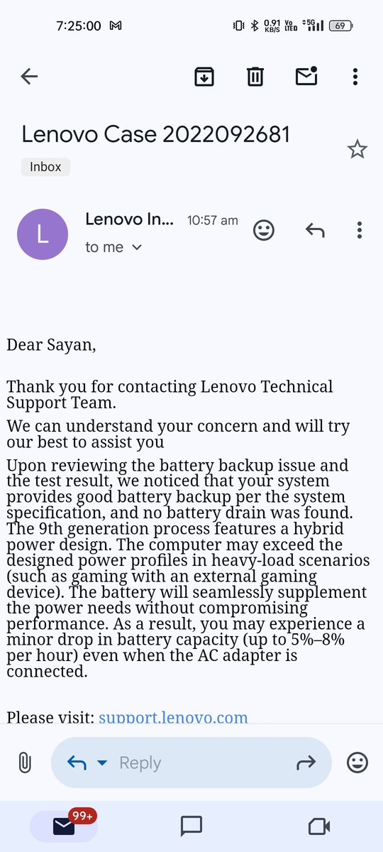 bera_sayan_99's tweet photo. @Lenovo_in Why isn’t the 5-8% battery drain ‘feature’ disclosed on your site? Continuous charge/discharge degrades battery life. Customers deserve transparency on design flaws like this. #Lenovo #lenovoloq #lenovoscam https://t.co/o6UlcxmqgN