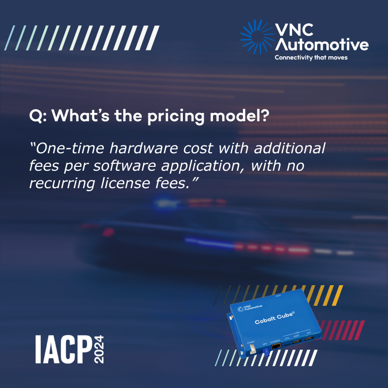 VNCAutomotive's tweet photo. While at #IACP2024 in Boston, connecting with law enforcement professionals, our team received a lot of good questions about how Cobalt Cube can support in-vehicle tech. 

Here’s a quick recap, swipe through to learn more. 
Have more questions? Comment and we'll answer them. https://t.co/Rbsu8yUxf9