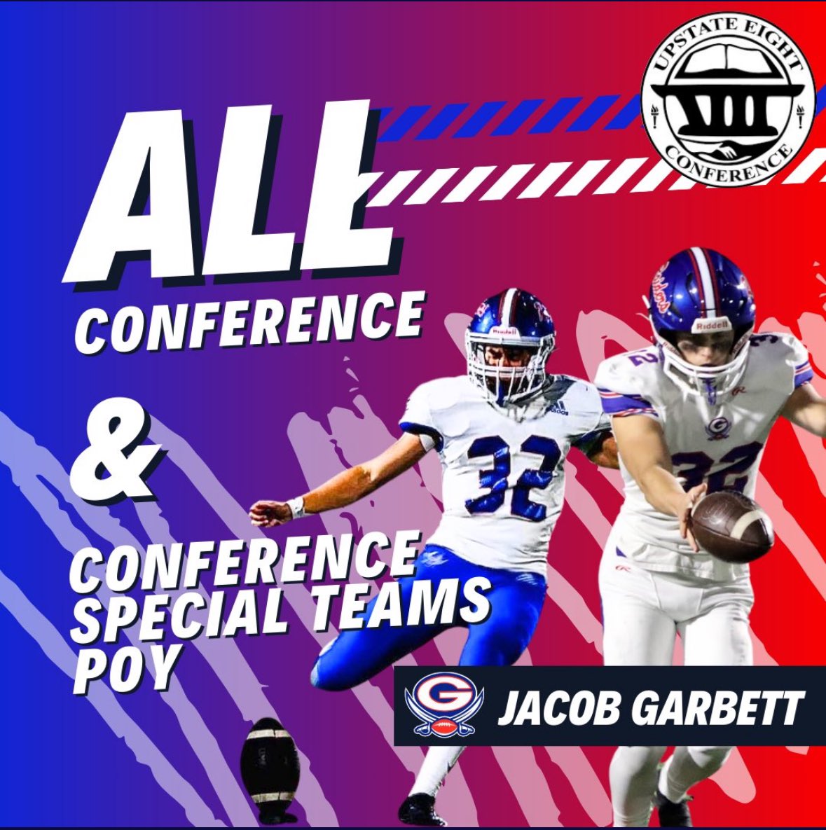 Honored to be selected as All Conference and Special Teams Player of the year for the <a href="/UpstateEight/">UEC</a> conference! Thank you to my family, friends and coaches who supported along my journey!
<a href="/Chris_Sailer/">Chris Sailer Kicking</a> <a href="/CNendick25/">Chris Nendick</a> <a href="/GlenbardSouthFB/">GBS Raiders Football</a>