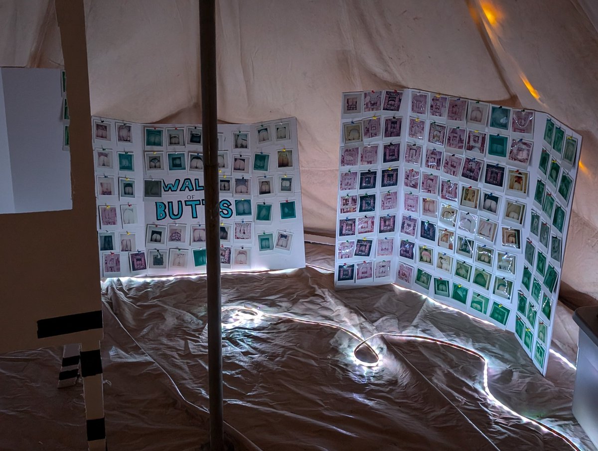purplexvelvet's tweet photo. Yet another burn, yet another feeling of reward and satisfaction. I'm so grateful that I got to co-create this wonderful event. Oh and the Wall of Anonymous Butts is growing!! #coracle #regionalburn https://t.co/LzZuhVnma0