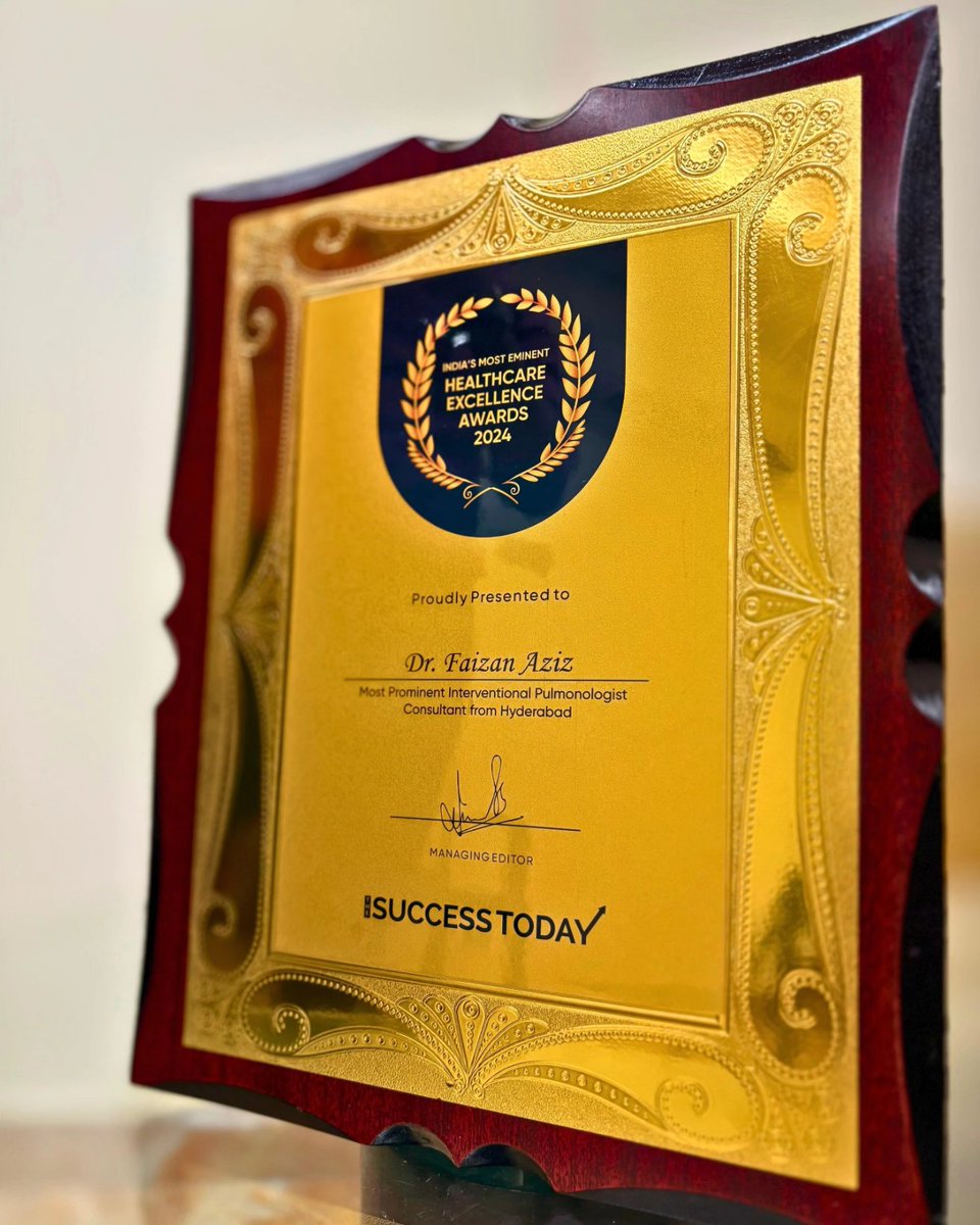 faizzy999's tweet photo. Thankful and grateful to the Health Care Excellence Awards 2024, for felicitating me as an Eminent Interventional Pulmonologist from Hyderabad.
#drfaizanaziz #lungdoctor #Consultantpulmonologist #LungHealth #Hyderabad https://t.co/AElTFSzlPg