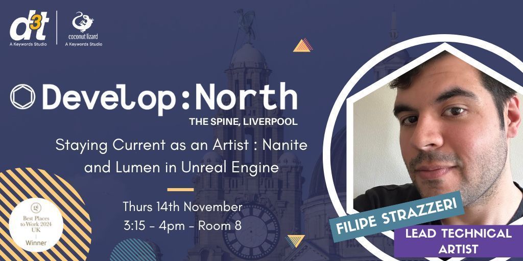 d3tLtd's tweet image. We are excited to be attending #DevelopNorth this Thursday!

But we're not just attending, as our Lead Technical Artist, Filipe Strazzeri will also be discussing Nanite and Lumen in Unreal Engine. 

If you're also attending, why not stop by room 8 to hear from Filipe!

#GoTeam