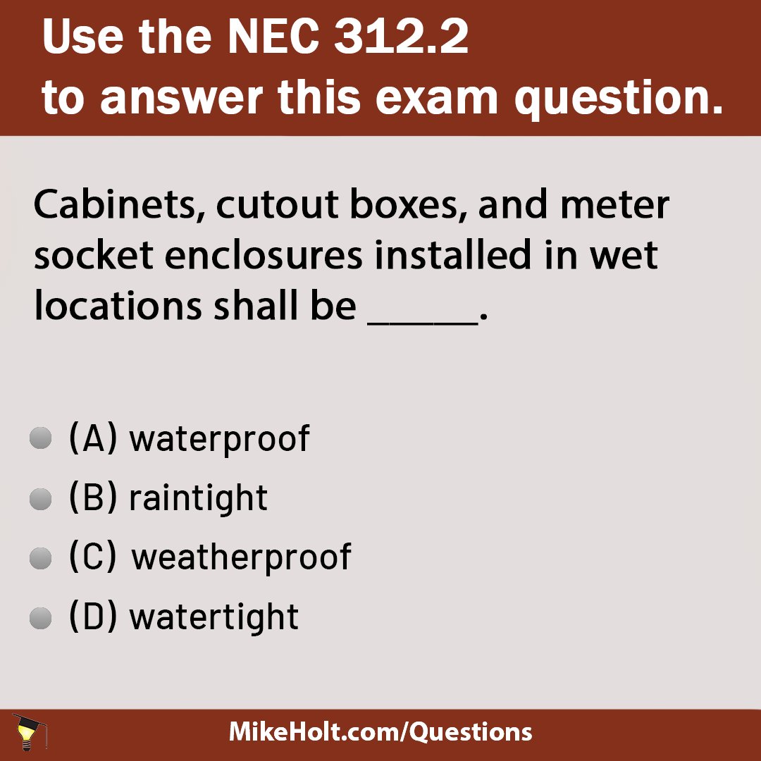 MikeHoltNEC's tweet photo. Check out our daily NEC question! Know the answer? Submit it at https://t.co/S22MKacx0l.........
#NECQuestion #2023NEC #ElectricalTraining #ElectricalEducation #NECRequirements #ElectricianLife #ElectricalTrade #MikeHolt #Electrical #Electrician #ElectricalExamPrep https://t.co/2ibJCSjTIl