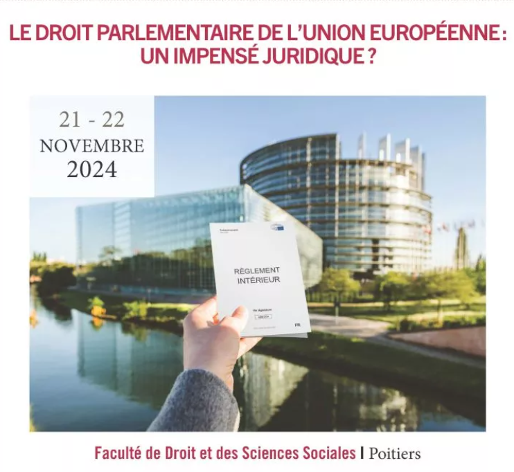 Bertrand-Léo Combrade (@leocombrade) on Twitter photo 📢"Le Droit parlementaire de l’union européenne : un impensé juridique ?", colloque co-organisé avec <a href="/basileridard/">Basile Ridard</a>, 21 et 22 novembre 2024, sur place ou à distance.
👉Le programme ici :
droit.univ-poitiers.fr/colloque-le-dr…
👋À très bientôt ! 📢"Le Droit parlementaire de l’union européenne : un impensé juridique ?", colloque co-organisé avec <a href="/basileridard/">Basile Ridard</a>, 21 et 22 novembre 2024, sur place ou à distance.
👉Le programme ici :
droit.univ-poitiers.fr/colloque-le-dr…
👋À très bientôt !