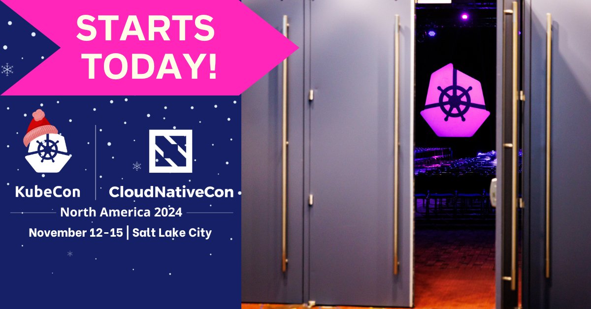 CloudNativeFdn's tweet photo. 🥳 IT’S GO TIME! #KubeCon + #CloudNativeCon North America kicks off this morning with #CNCF-hosted co-located events for our All-Access Pass holders as well as lightning talks open to all attendees! Check out the full schedule: https://t.co/bElvN9OonC https://t.co/PELafK39s8