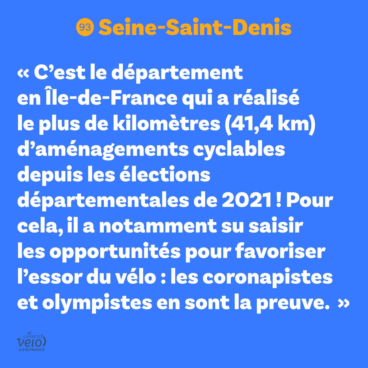 La <a href="/seinesaintdenis/">Département de Seine-Saint-Denis</a> a pris le tournant du vélo et sait aménager ses axes rapidement et efficacement grâce à des aménagements transitoires. C'est le seul département dans les temps ! 🎉
Maintenant, place au vélo dans l'Est du département !