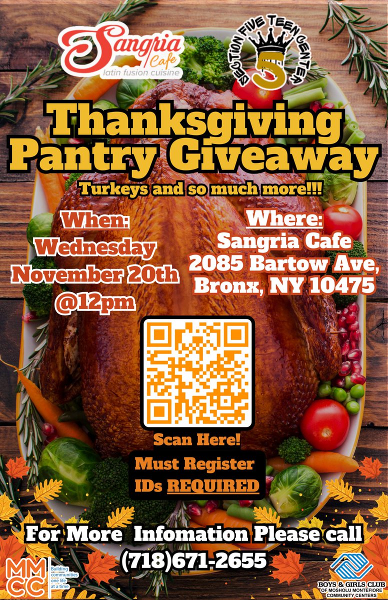The Section Five Teen Center  and <a href="/Sangria/">sangria</a> Cafe  are kicking off the holiday season with a Thanksgiving Pantry Giveaway on Dec 20th to help those truly in need. If you or someone you know could use a helping hand this Thanksgiving, be sure to register and stop by!