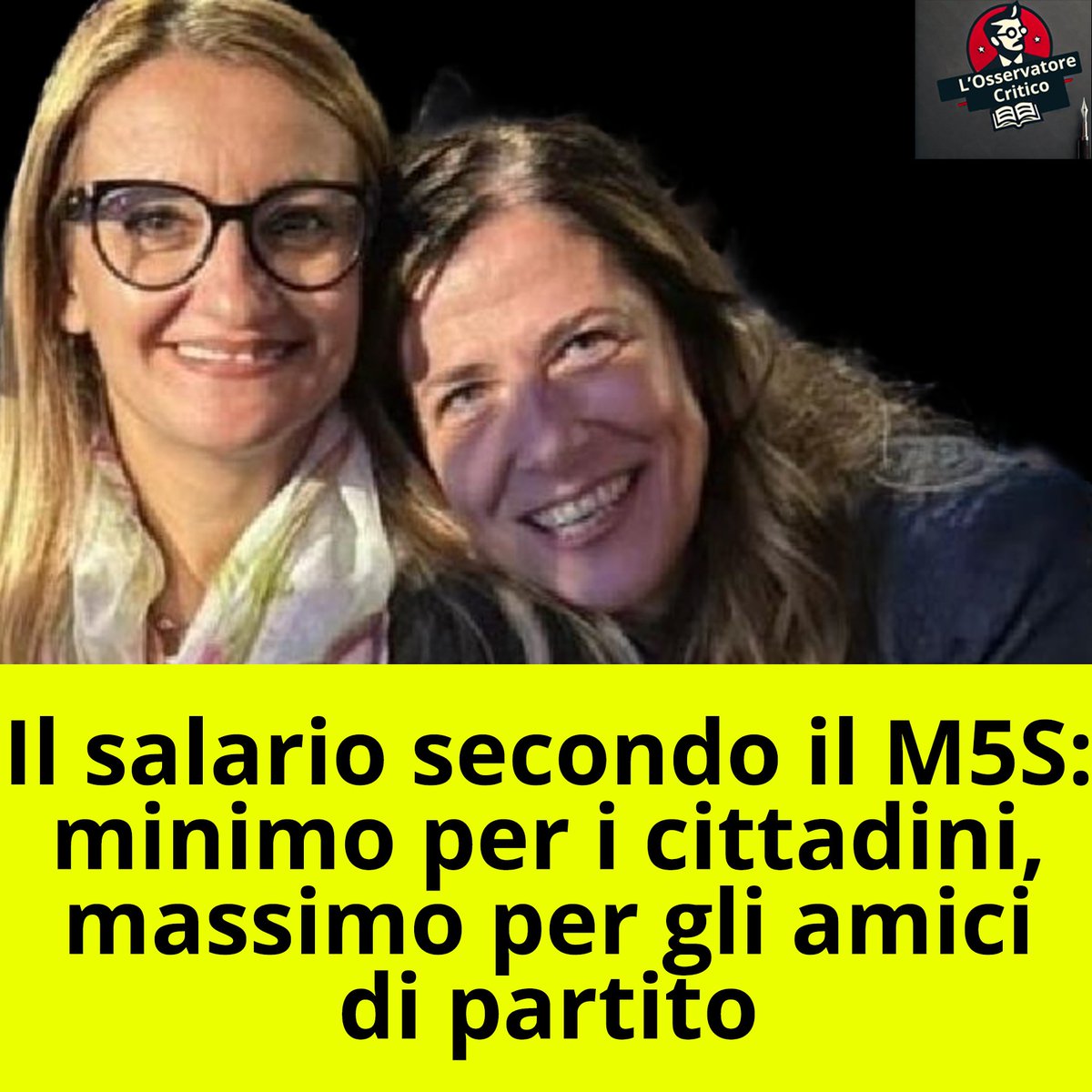 osserva_critico's tweet photo. La Sardegna è un bel posto per chi arriva dal "continente", ma ultimamente è un posto bellissimo per chi arriva da amico di partito del M5S, quello dove milita la presidente Todde.
Prima arrivò Armando Bartolazzi da Roma, il Gigi Riva della sanità, nominato assessore.
Poi fu il turno del nuovo segretario generale Saverio Lo Russo che ha uno stipendio superiore a quello del Presidente della Repubblica.
Poi il capo di gabinetto Luca Caschili, che prende “solo” 153mila euro, una bella consolazione per la mancata elezione nelle file del M5S per le supplettive di Cagliari del 2019.
Sempre nello staff della presidente troviamo Annalisa Canova, ex candidata e attivista M5S. Lauti stipendi anche per il consigliere della comunicazione, anche lui importato da Roma dopo aver militato nel M5S.
Sembrava fosse finita e invece no! L'ultima arrivata è Susy Matrisciano, ex parlamentare M5S non rieletta, laurea in lingue straniere. Prima di approdare in Parlamento risulta che il suo ultimo incarico fosse stato quello di addetta alle risorse umane in un’azienda produttrice di torni e fresatrici. Da ora sarà a carico dei cittadini sardi in qualità di consulente dell’Assessorato al Lavoro. Lo stipendio di un consulente, secondo l'Unione Sarda, viaggia intorno ai 23mila euro a trimestre. Alla faccia del salario minimo che Todde ha promesso di realizzare in Sardegna. I salari minimi per i cittadini, massimi per gli amici di partito.
Onestà, trasparenza, merito? Vale solo quando si è all'opposizione. Al governo va bene l'amichettismo a 5 stelle.