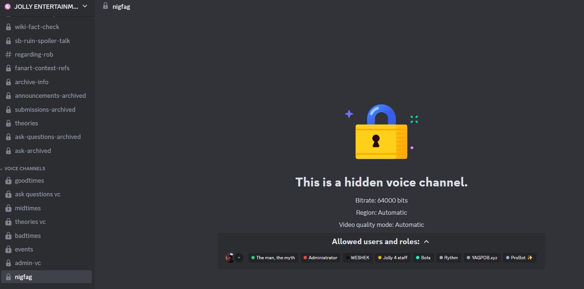What nice names and descriptions to channels in the @J4byIvanG Discord server. I would hope there isn’t a rule in the server specifically against vencord users to hide something like that… Right?