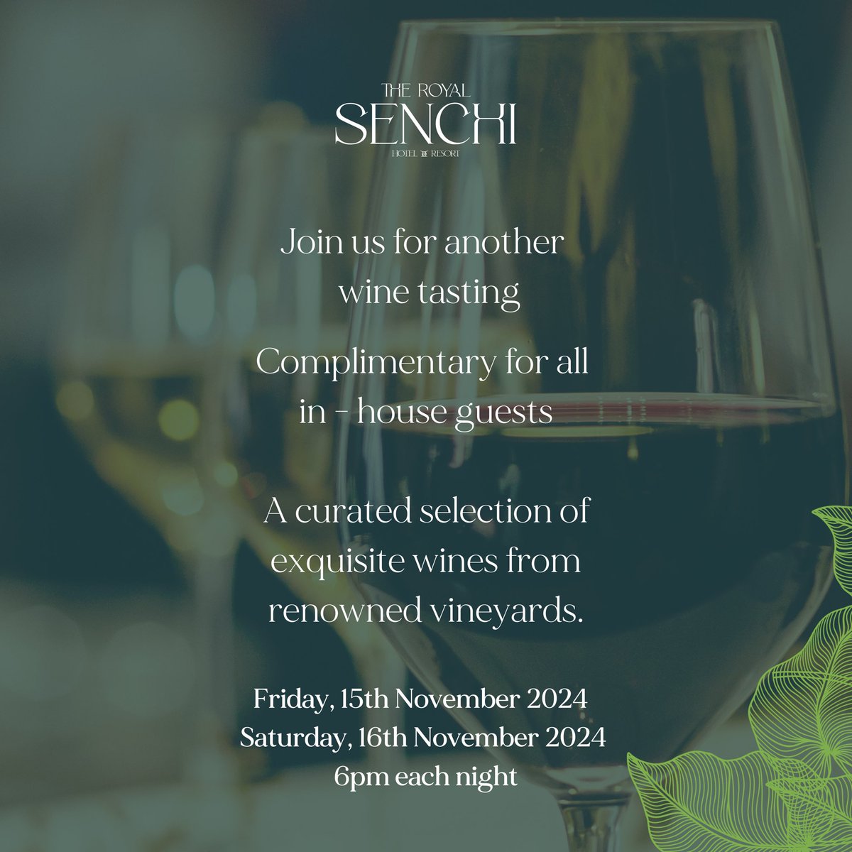 Wine tasting with us. 
15.11 - 16.11 
6pm each night. 
See you soon 🍷