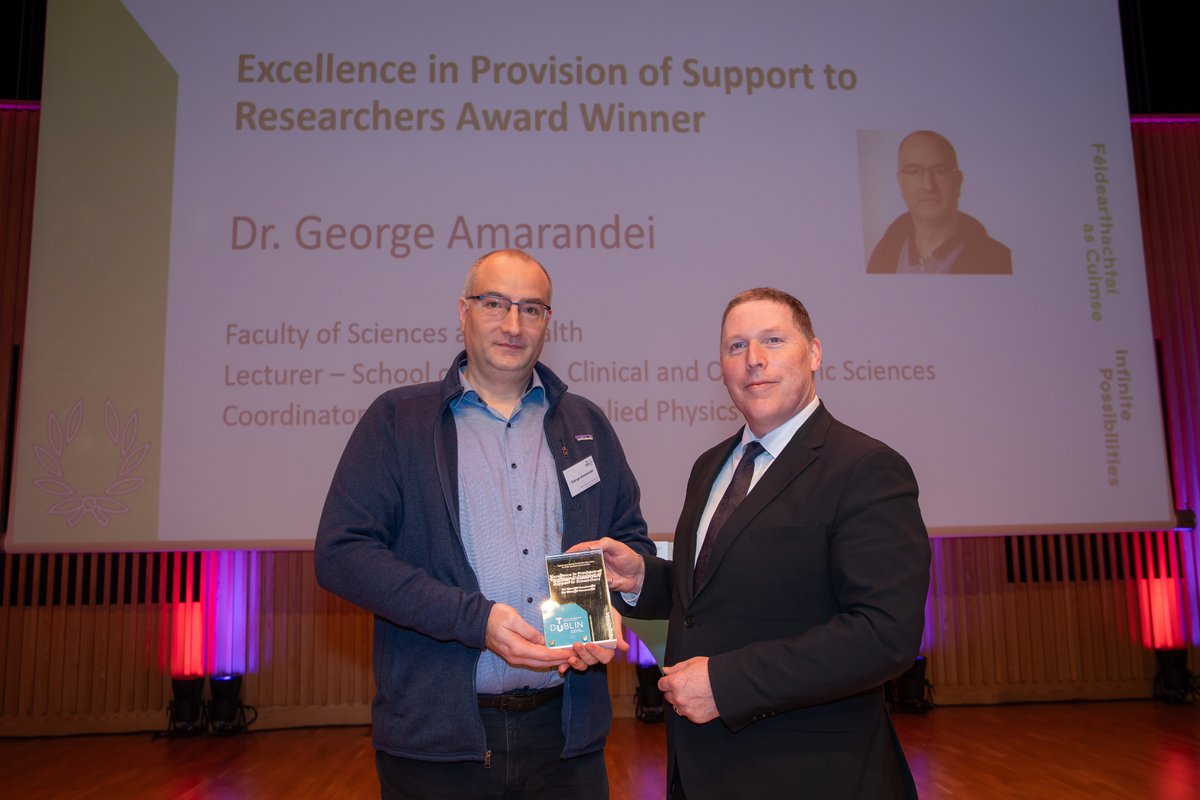 TUDublin_RI's tweet photo. Winner of the @TUDublin_RI 2024 Excellence in Provision of Support to Researchers Award is Dr. George Amarandei, presented by Professor John Doran; President of @WeAreTUDublin.

Congrats George from all at #TUDublinRIAwards 
#GoBeyondLearning

https://t.co/2pO65OXHLq https://t.co/5l4xQjz535