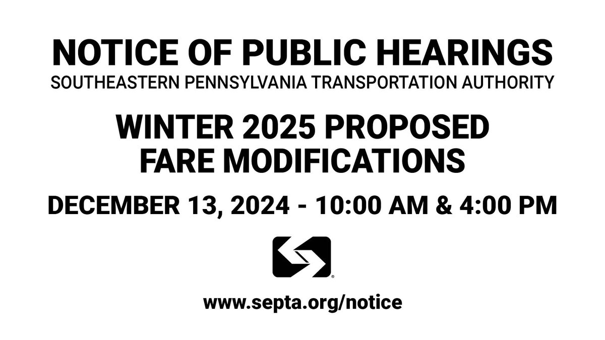 SEPTAPHILLY's tweet image. With no prospect of a statewide solution to help fund the everyday operating expenses of #publictransportation systems - #SEPTA is proposing a fare increase that would affect all modes and methods of payment beginning in January: wwww.septa.org/news/proposed-…. #ISEPTAPHILLY #waytogo