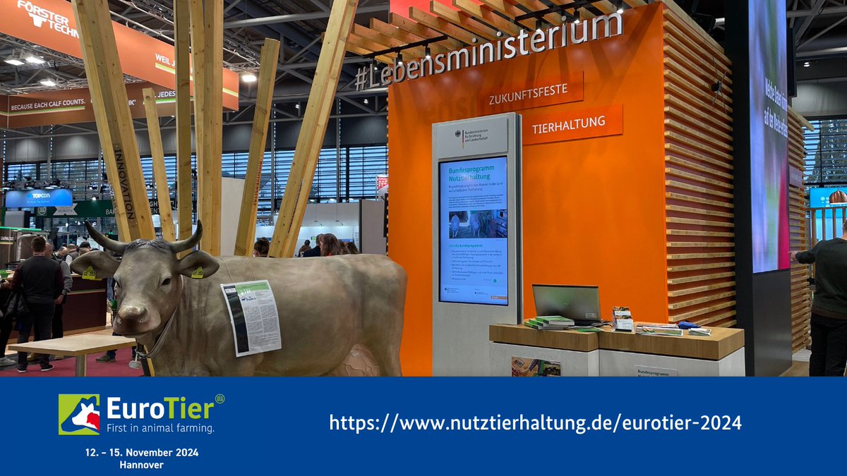 BZL_aktuell's tweet photo. Das Innovationsprojekt „DigiMuh“ zeigt auf der EuroTier am Stand des @BMEL 📍 (Halle 13, Stand D32) die Möglichkeiten einer züchterischen Hitzestressprävention durch digitale Tools. Kommen Sie vorbei! #ptBLE https://t.co/qoQhwrYoNc