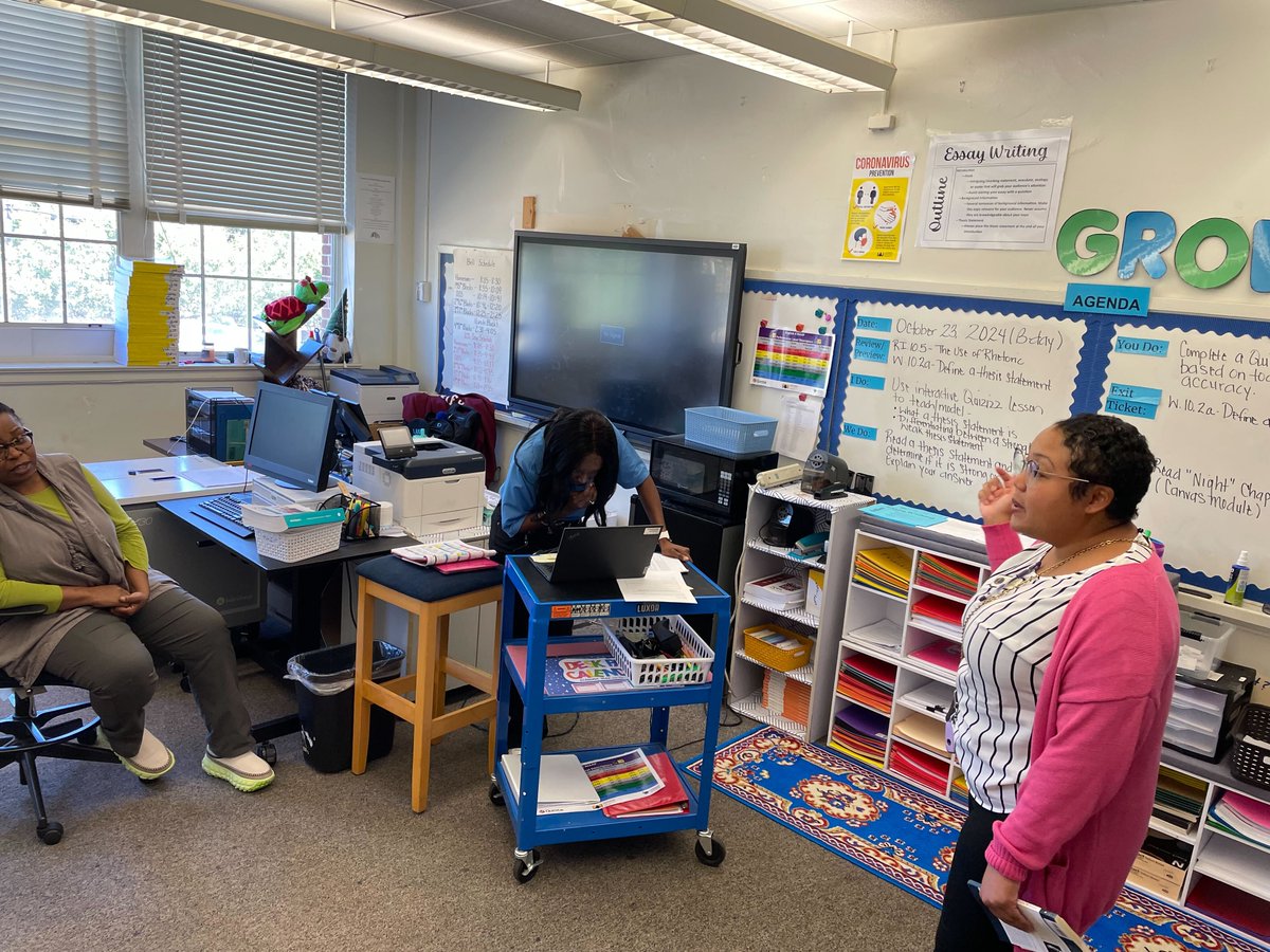 K1Education's tweet photo. #KidsFirst instructional Coach Erica Y. Frazier and the dedicated educators at Lanier High School joined forces in a dynamic planning session, crafting an instructional plan to guide students through every step of the writing process. #ELAForTheWin #JPS #MSDivision💙🧡 https://t.co/0zXVDJpH8R