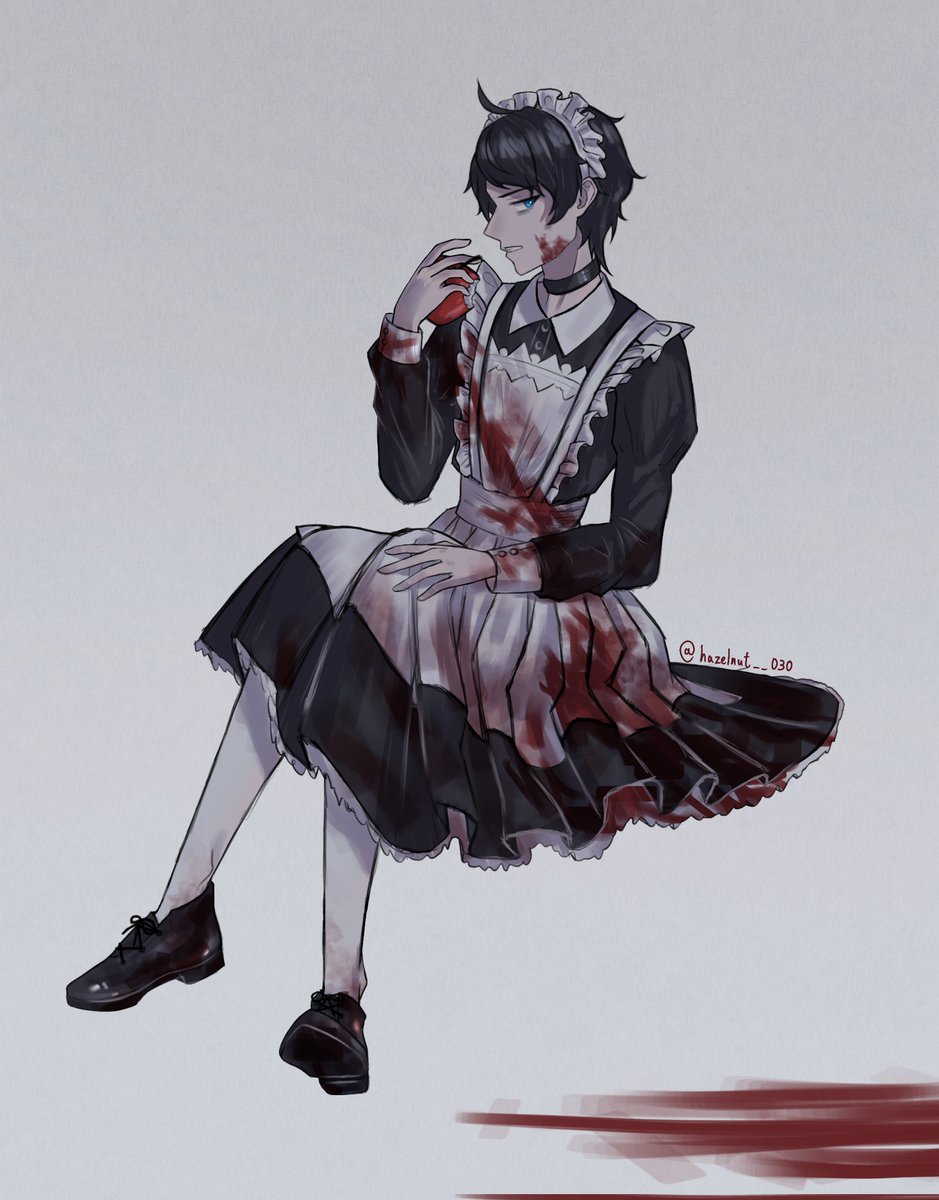 #bloodypainter #血腥畫家
快速地畫了個殺手女僕BP，感覺挺適合的(?)
應該會是那種努力打掃(不停清理現場)的女僕吧wwww
.
(用了新筆刷畫衣服好像挺不錯🧐)