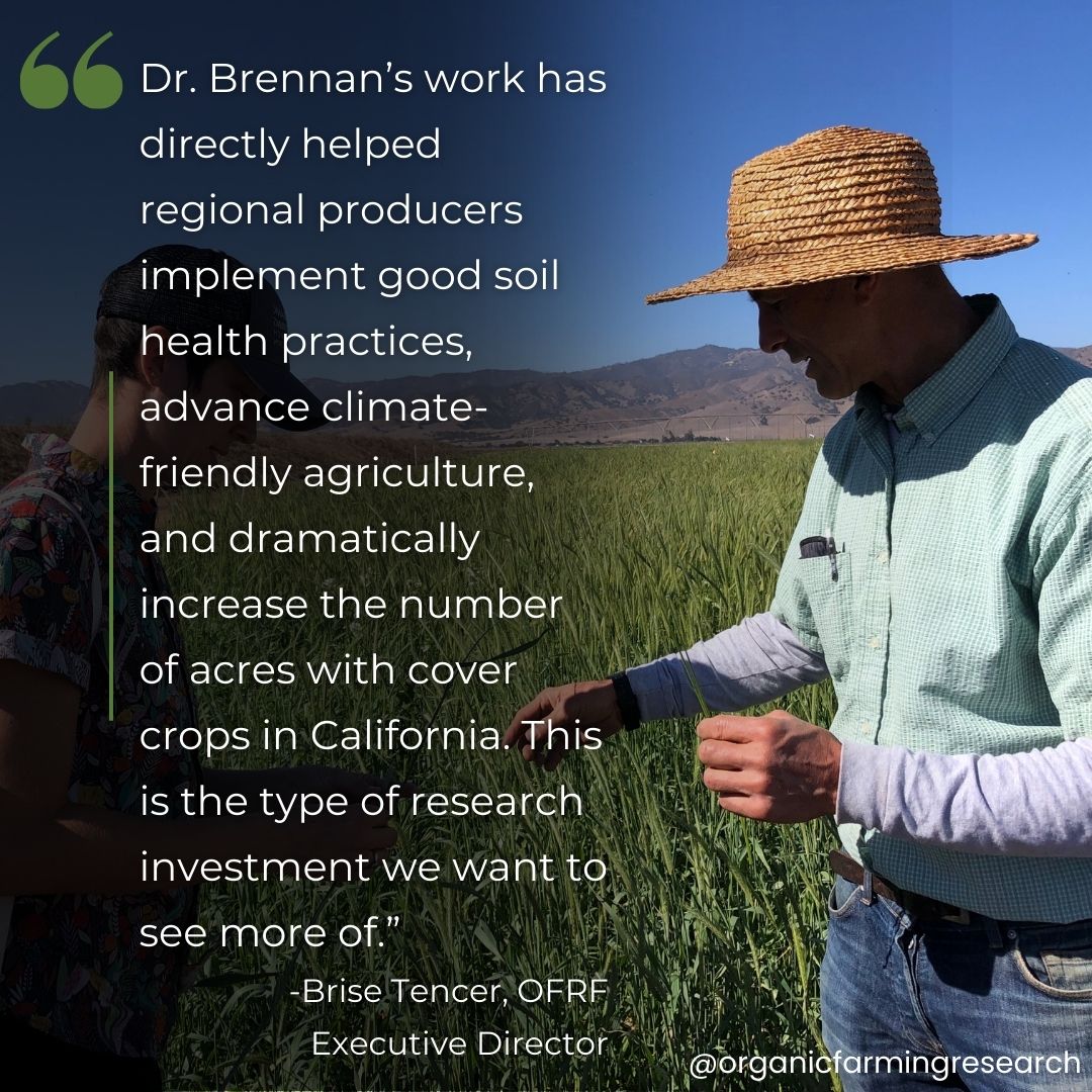 OrganicFarm Research (@ofrf) on Twitter photo Dr. Brennan’s research at the Salinas ARS facility focuses on climate-smart & organic farming, with a major focus on cover cropping and improved soil management. We are working to ensure continued funding for critical ag research like his. <a href="/RepZoeLofgren/">Rep. Zoe Lofgren</a> and <a href="/RepJimmyPanetta/">Rep. Jimmy Panetta</a> Dr. Brennan’s research at the Salinas ARS facility focuses on climate-smart & organic farming, with a major focus on cover cropping and improved soil management. We are working to ensure continued funding for critical ag research like his. <a href="/RepZoeLofgren/">Rep. Zoe Lofgren</a> and <a href="/RepJimmyPanetta/">Rep. Jimmy Panetta</a>