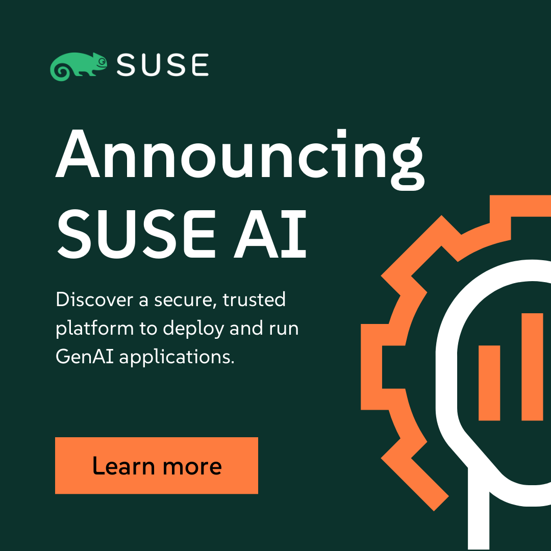 🚀 SUSE AI is now available, offering enterprises control, privacy &amp; trust to deploy GenAI apps. 🚀
Tata Consultancy Services [<a href="/TCS/">Tata Consultancy Services</a>] is working with SUSE AI to provide customers the security, extensibility and flexibility that they need.
okt.to/F8Jhta