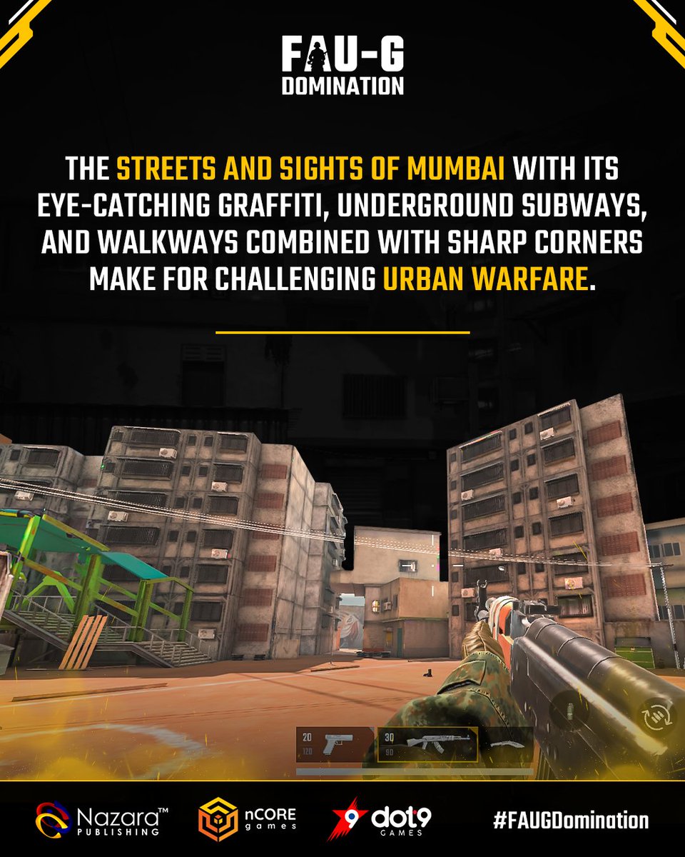 FAUGDomination's tweet photo. For those who like an urban setting, Basti, inspired by the streets of Mumbai provides the perfect landscape for action. π
We already know it is a fan favorite, but what do you like the most about this map? π€
#FAUG #FAUGDomination #FAUGGame #MadeInIndia https://t.co/WjgZKBR5ln