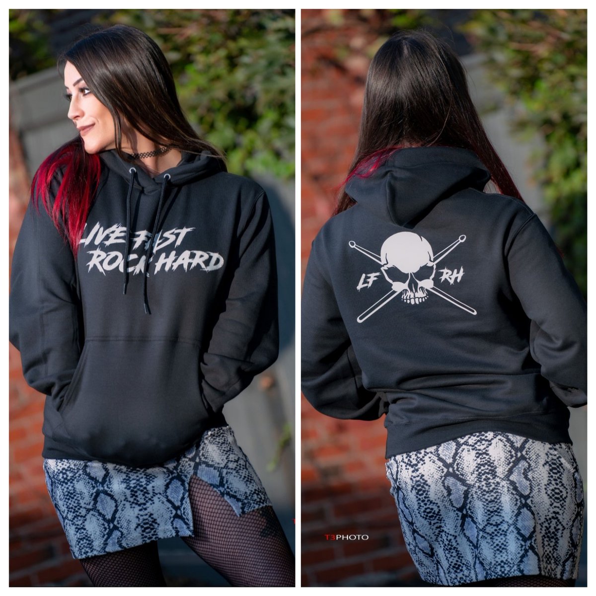 CallieJaneModel's tweet image. Hoodie season is upon us! ☠️
Wearing livefastrockhard.com