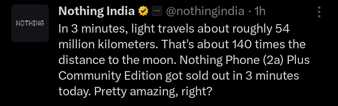Ankit7083's tweet photo. What the F*** bro... ? Nothing India ne 3 Minutes me sold out kr diya Or Nothing Global ko 15 Minutes lgg gye 1000 units sale krne me... Is this real data or a GIMMICK ๐!!!
#nothingphone2aCommunityEdition #Nothing #NothingPhone2a https://t.co/Ig4X74toXT