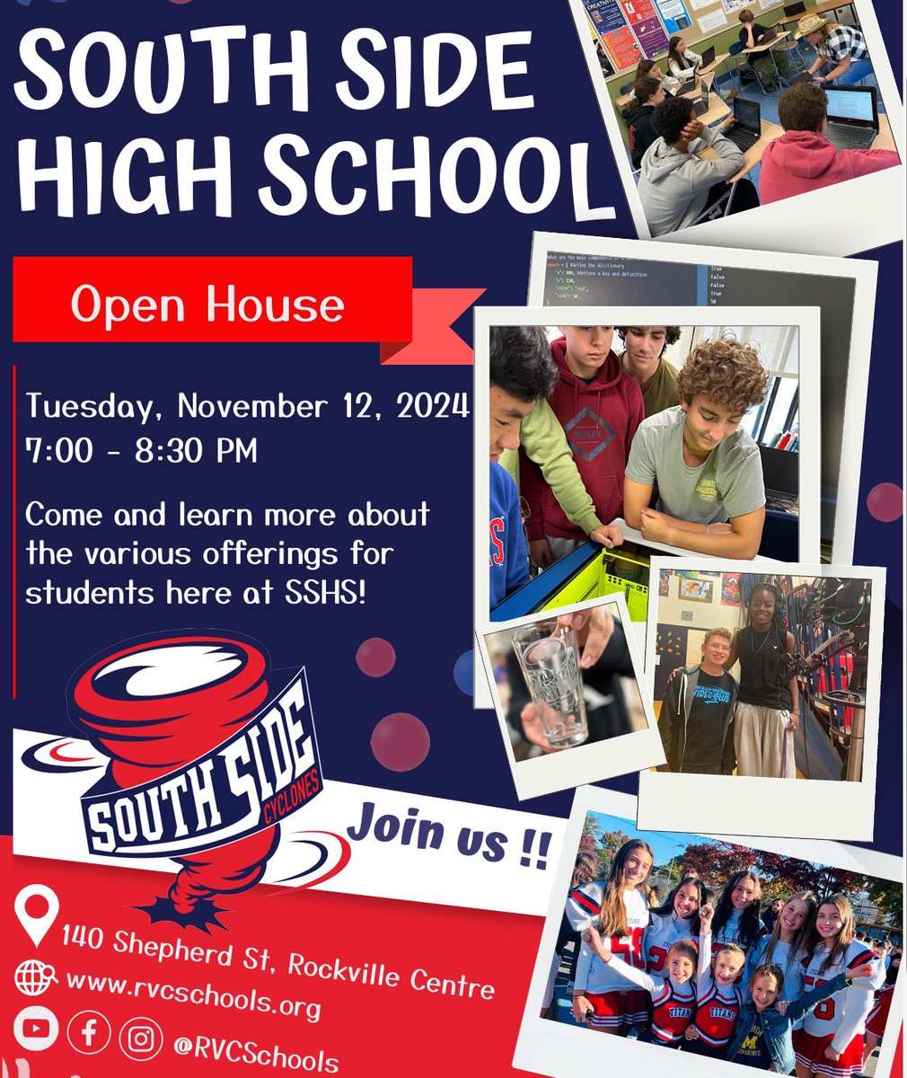 Tonight is our annual Open House! Come to the high school to see all the wonderful opportunities we offer to our students! We hope to see you there! <a href="/RVCSchools/">Rockville Centre School District</a>