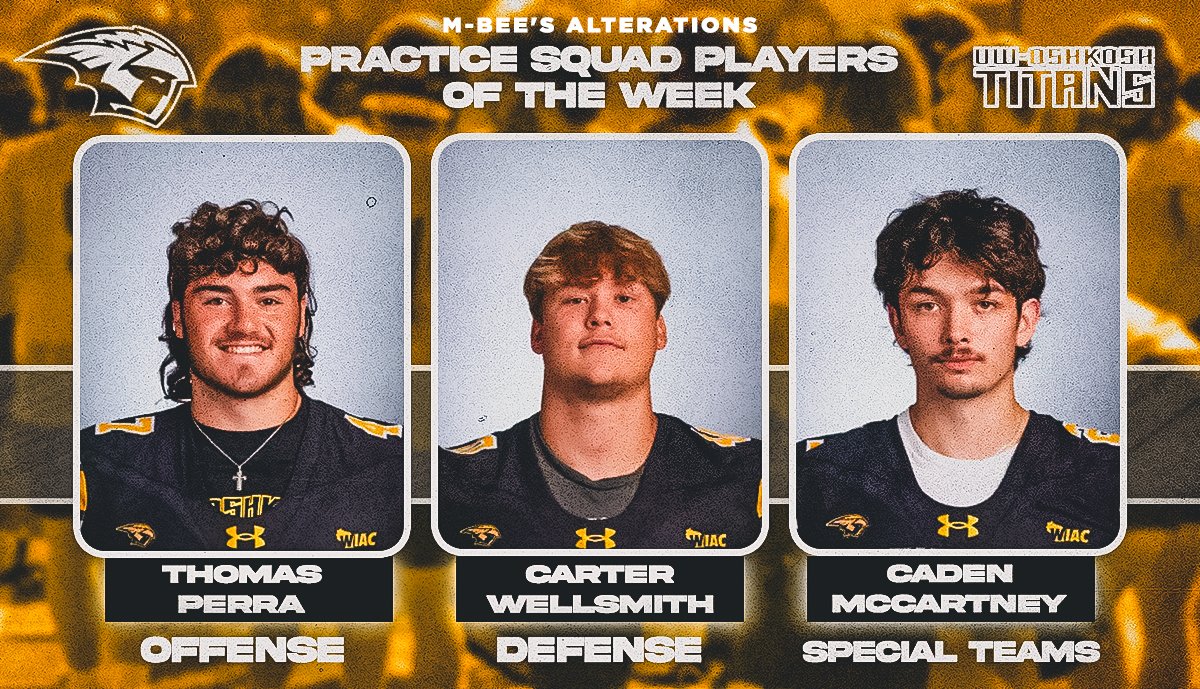Congrats to our M-Bee's Alterations' 𝗣𝗿𝗮𝗰𝘁𝗶𝗰𝗲 𝗦𝗾𝘂𝗮𝗱 𝗣𝗹𝗮𝘆𝗲𝗿𝘀 𝗼𝗳 𝘁𝗵𝗲 𝗪𝗲𝗲𝗸! ⚡️

𝗢𝗳𝗳𝗲𝗻𝘀𝗲: Thomas Perra
𝗗𝗲𝗳𝗲𝗻𝘀𝗲: Carter Wellsmith
𝗦𝗽𝗲𝗰𝗶𝗮𝗹 𝗧𝗲𝗮𝗺𝘀: Caden McCartney

#GoldStandard | #BeTheOne