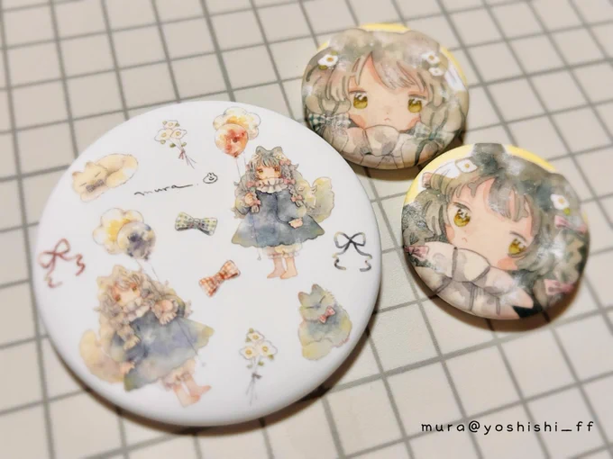 缶バッジかわいいです! ベルベットPP加工でマットな質感 3個セットになります #コミティア150