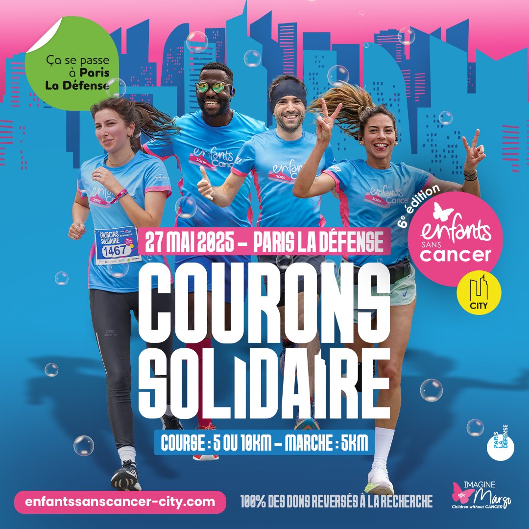 Imagine for Margo (@imagineformargo) on Twitter photo 🏃♂️La 6e édition d’#EnfantsSansCancerCity est lancée !
Rejoignez-nous le 27 mai 2025 à <a href="/ParisLaDefense/">Paris La Défense</a> pour courir/marcher contre les cancers pédiatriques.
🔗 Inscriptions 👉 enfantssanscancer-city.com
Ensemble, soutenons la recherche pour sauver des vies 🚀 🏃♂️La 6e édition d’#EnfantsSansCancerCity est lancée !
Rejoignez-nous le 27 mai 2025 à <a href="/ParisLaDefense/">Paris La Défense</a> pour courir/marcher contre les cancers pédiatriques.
🔗 Inscriptions 👉 enfantssanscancer-city.com
Ensemble, soutenons la recherche pour sauver des vies 🚀