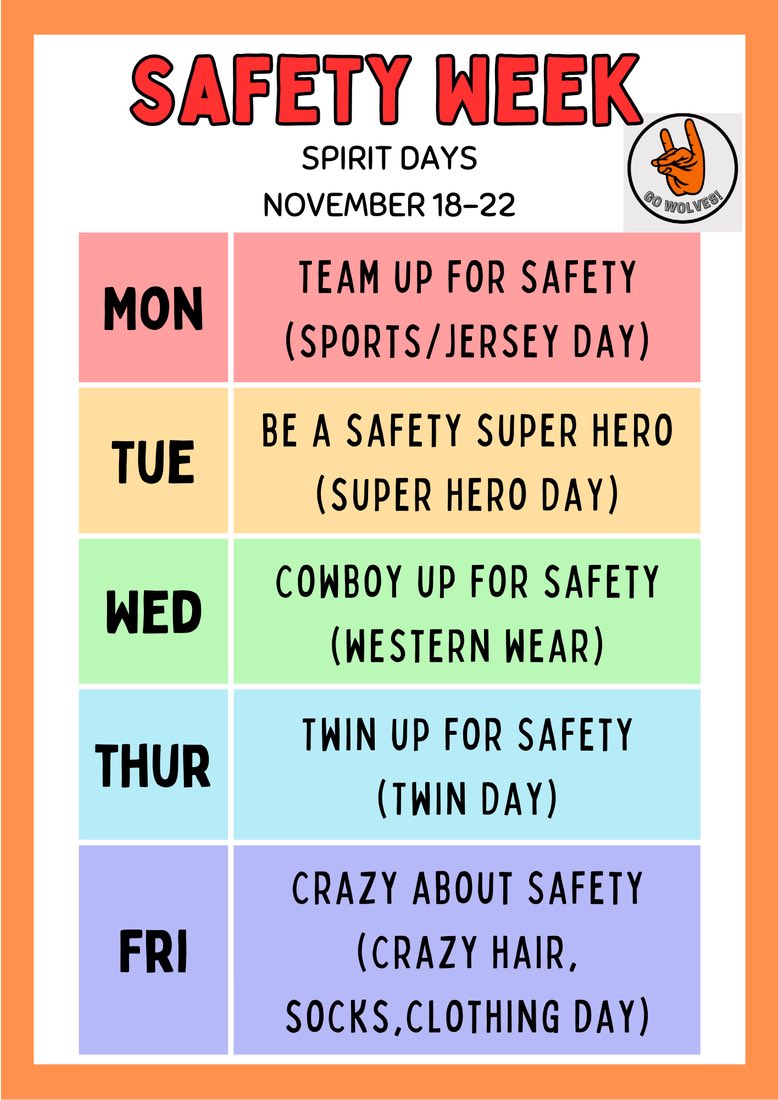 McGheeWolves's tweet photo. Reminder: Next week is Safety Week! We'll be reviewing our emergency drills and celebrating our empowerment as safety wolves! 🐺💪 #SafetyWeek #MESFamily @ChannelviewISD @McGheeWolves https://t.co/9naRZlIYJV