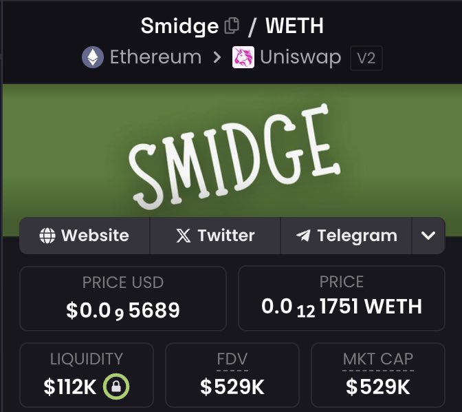 Dex Updated 🚀

$SMIDGE happy 🐸