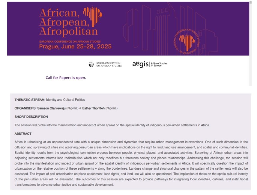 Submit your abstract to our session at the 2024 European Conference on African Studies to be held in Prague between July 25 - 28, 2025.

<a href="/AfricanCities_/">African Cities Research Consortium</a> <a href="/UrbanAfricaACC/">African Centre for Cities</a>
 <a href="/CitiesAlliance/">Cities Alliance</a> <a href="/LSECities/">LSE Cities</a>
<a href="/ResearchinNig/">Research in Nigeria</a>

Visit: guarant.eu/ecasconference…