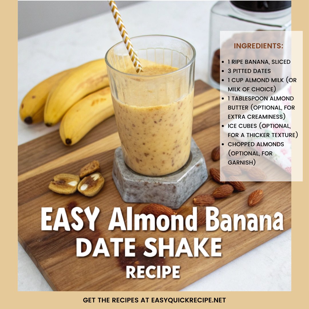 DigitalTv15104's tweet photo. 🥤 Naturally Sweet: Quick Almond Banana Date Shake 🍌✨
📝 Recipe: Blend banana, dates, and almond milk. Add ice for extra chill and almonds for a thicker shake!
📌 Category: Drinks
#BananaDateShake #AlmondGoodness #QuickRecipes #HealthyTreat https://t.co/Fkz77Fkadv