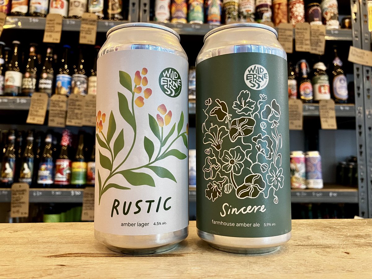 🆕🏴󠁧󠁢󠁷󠁬󠁳󠁿 Wilderness have been making a name for themselves with funky farmhouse ales…

Rustic is a fresh and lightly herbal lager, and Sincere is an amber ale (a slightly malty saison if you like).

Available in the shop, or visit the website for delivery/click’n’collect options.