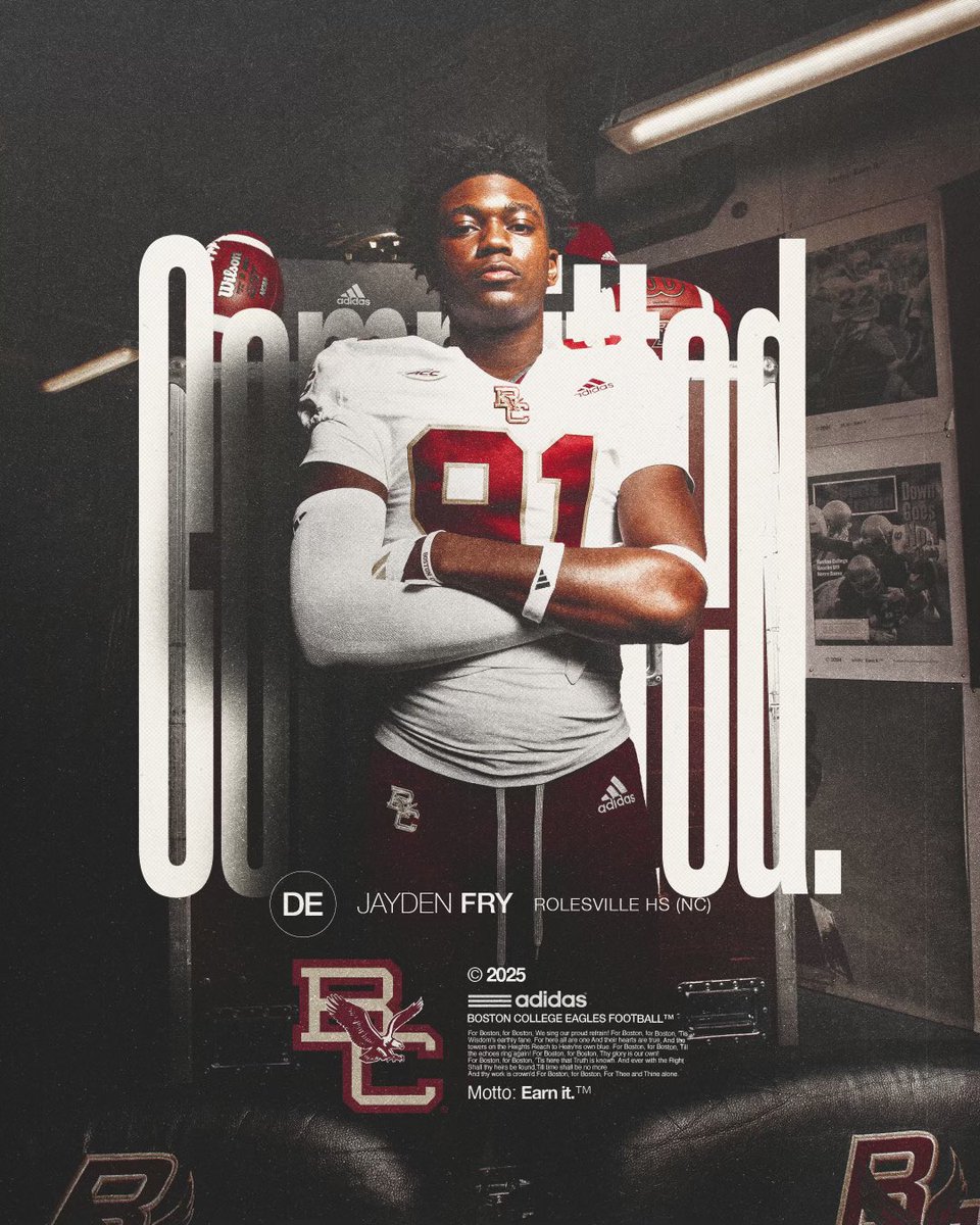 Jayden Fry (@jjaydenfry) on Twitter photo Thank you to all the coaches who have recruited and supported me on this journey. After a great visit and careful consideration, I am thrilled to announce my commitment to Boston College and that my recruitment is officially closed! #AGTG
<a href="/RamsFootballNC/">Rolesville Rams Football</a> <a href="/RRACKLEY9/">Coach Ranier (Rack) Rackley</a>
<a href="/kev_red52/">Kevin Reddick</a> Thank you to all the coaches who have recruited and supported me on this journey. After a great visit and careful consideration, I am thrilled to announce my commitment to Boston College and that my recruitment is officially closed! #AGTG
<a href="/RamsFootballNC/">Rolesville Rams Football</a> <a href="/RRACKLEY9/">Coach Ranier (Rack) Rackley</a>
<a href="/kev_red52/">Kevin Reddick</a>