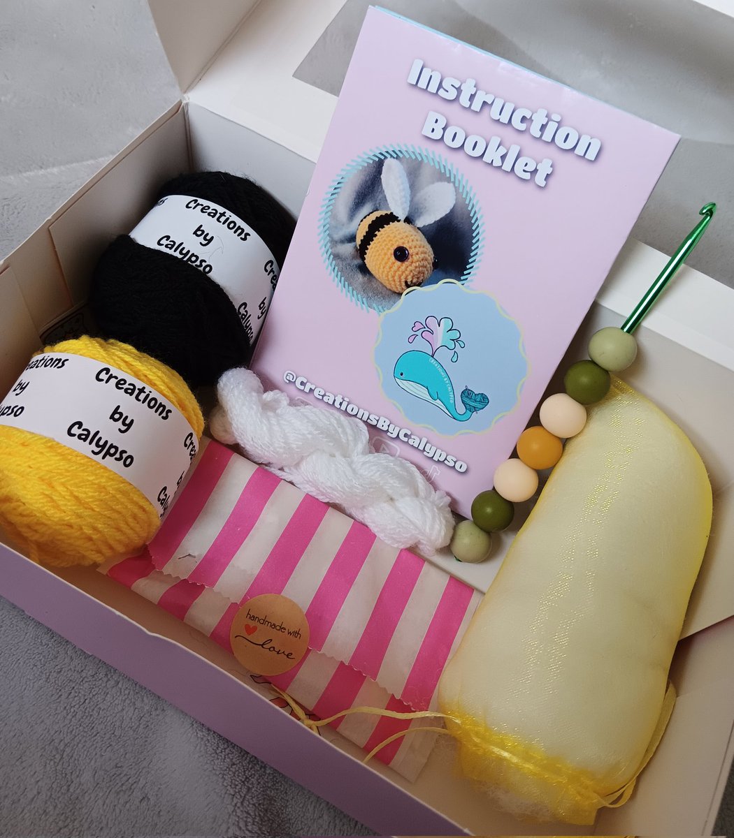 creativecalypso's tweet photo. I've been excited to release a new item I worked really hard on creating, only for my cat to squash all the boxes 📦 
If you'd like to learn how to Crochet your own Bee 🐝 
My brand New DIY Bee Kits are now available at a discount due to squished boxes 😢
https://t.co/iQNifXTpc2 https://t.co/NP967ljnFZ