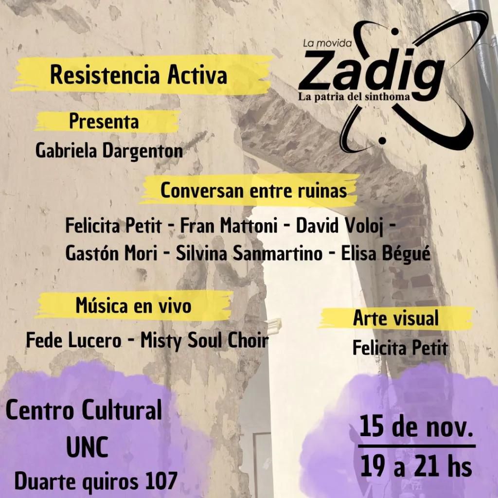 ¿ Qué margen se deja a lo que sería el tiempo propio de una cultura del amor ?  Lacan, J. (1967)

📢 invitación #ZadigCordoba #ResistenciaActiva 

🔹️Actividad abierta No arancelada 

🗓 15 de noviembre,  19hs