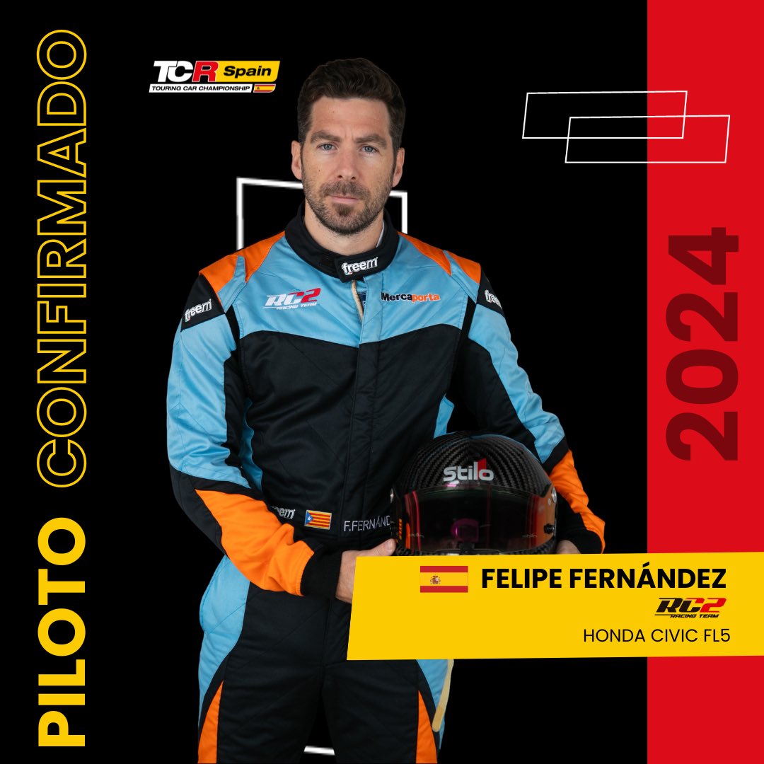 TCR Spain (@tcrspain) on Twitter photo 🔴PILOTO CONFIRMADO🟡
El equipo RC2 amplía sus filas para la última carrera del #TCRSpain24, en el <a href="/Circuitcat_es/">Circuit de Barcelona-Catalunya</a>, con la incorporación de Felipe Fernández, quien a los mandos de un Honda Civic FL5, defenderá las colores de la escudería 🔝
¡Bienvenido, Felipe! #TCRSeries #TCR 🔴PILOTO CONFIRMADO🟡
El equipo RC2 amplía sus filas para la última carrera del #TCRSpain24, en el <a href="/Circuitcat_es/">Circuit de Barcelona-Catalunya</a>, con la incorporación de Felipe Fernández, quien a los mandos de un Honda Civic FL5, defenderá las colores de la escudería 🔝
¡Bienvenido, Felipe! #TCRSeries #TCR