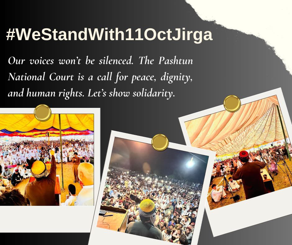 Akmal___Khan's tweet photo. Our voices won't be silenced. The Pashtun National Court is a call for peace, dignity, and human rights. Let's show solidarity

 #WeStandWith11OctJirga https://t.co/onhjynNI3h