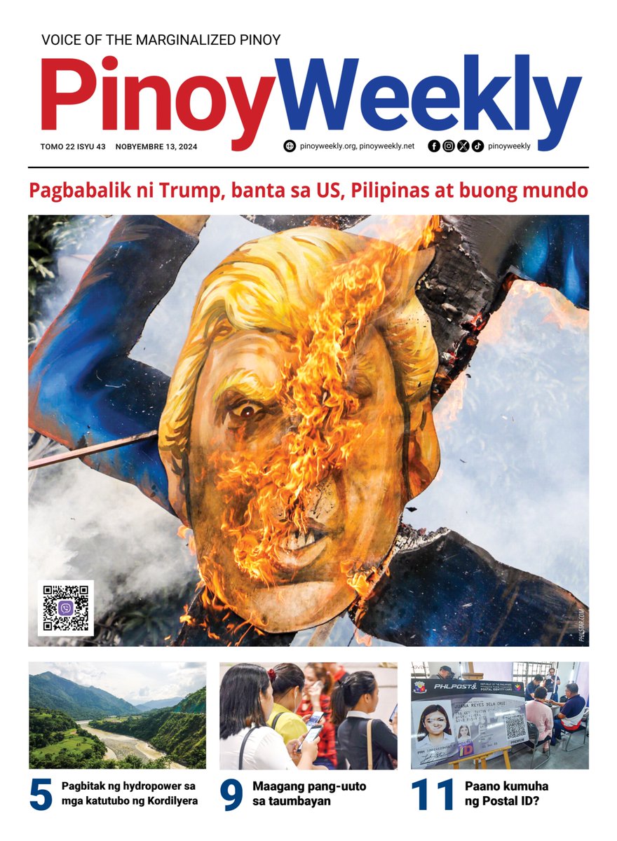 Ano ang epekto ng pagbabalik White House ni Donald Trump sa mamamayan ng US, Pilipinas at buong daigdig? Basahin ang bagong isyu ng Pinoy Weekly: tinyurl.com/PinoyWeekly22-… 📰