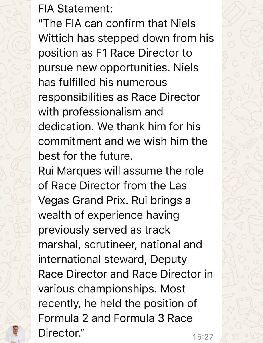 Statement van de FIA zojuist.