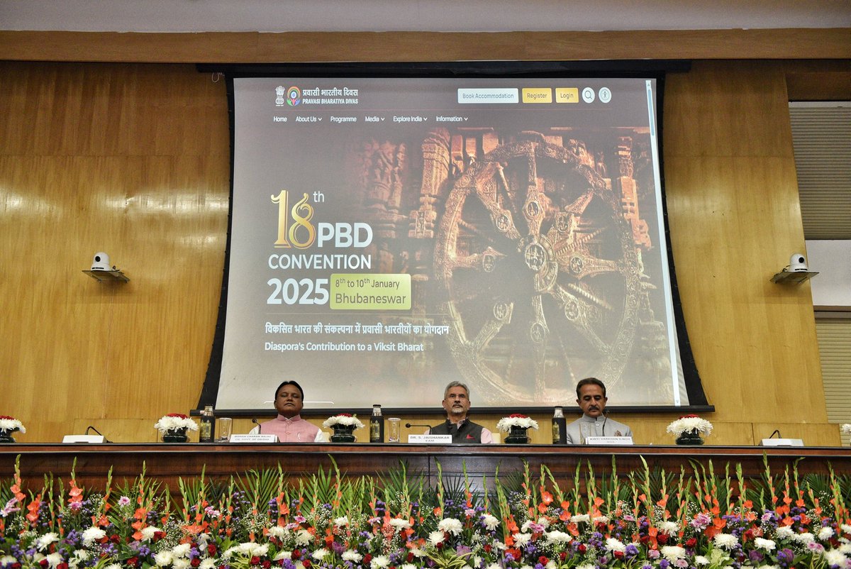 Dr. S. Jaishankar (@drsjaishankar) on Twitter photo Delighted to launch the 18th Pravasi Bharatiya Divas #PBD website alongside Odisha CM <a href="/MohanMOdisha/">Mohan Charan Majhi</a> ji and MoS <a href="/KVSinghMPGonda/">Kirti Vardhan Singh</a>.
MEA is proud to partner with Odisha and welcome our diaspora to the temple city of Bhubaneshwar to experience IndiaтАЩs rich culture and heritage.
Our Delighted to launch the 18th Pravasi Bharatiya Divas #PBD website alongside Odisha CM <a href="/MohanMOdisha/">Mohan Charan Majhi</a> ji and MoS <a href="/KVSinghMPGonda/">Kirti Vardhan Singh</a>.
MEA is proud to partner with Odisha and welcome our diaspora to the temple city of Bhubaneshwar to experience IndiaтАЩs rich culture and heritage.
Our