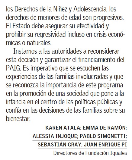 IgualesChile's tweet photo. 📌OPINIÓN en @ElMercurio_cl ACOMPAÑAMIENTO A LA IDENTIDAD DE GÉNERO: "Es imperativo que se escuchen las experiencias de las familias y que se reconozca la importancia de este programa en la promoción de una sociedad que pone a la infancia en el centro de las políticas públicas". https://t.co/ksQVbbY2FD
