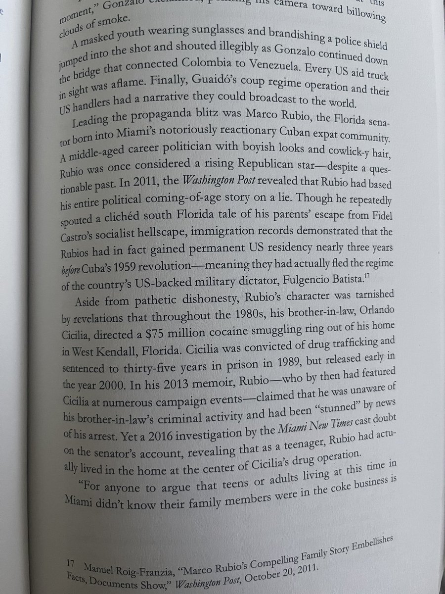 anyaparampil's tweet image. My book, “Corporate Coup: Venezuela and the End of U.S. Empire,” details the shady character of Trump’s pick for Secretary of State, Marco Rubio.

Did you know he fabricated his family history and once lived in one of Miami’s most notorious cocaine dens, which his brother-in-law…