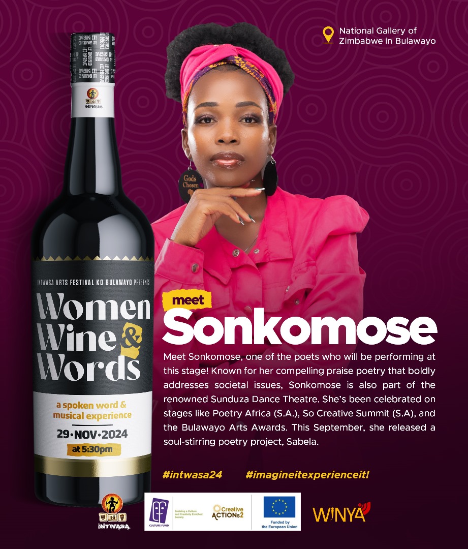 RaisedonB's tweet photo. And the poets, fine as wine, stand up to speak. This Intwasa Women, Wine &amp; Words show is supported by @culturefundzim through the #Creativeactions2 project. Mark the date. https://t.co/WLsj6duoGa