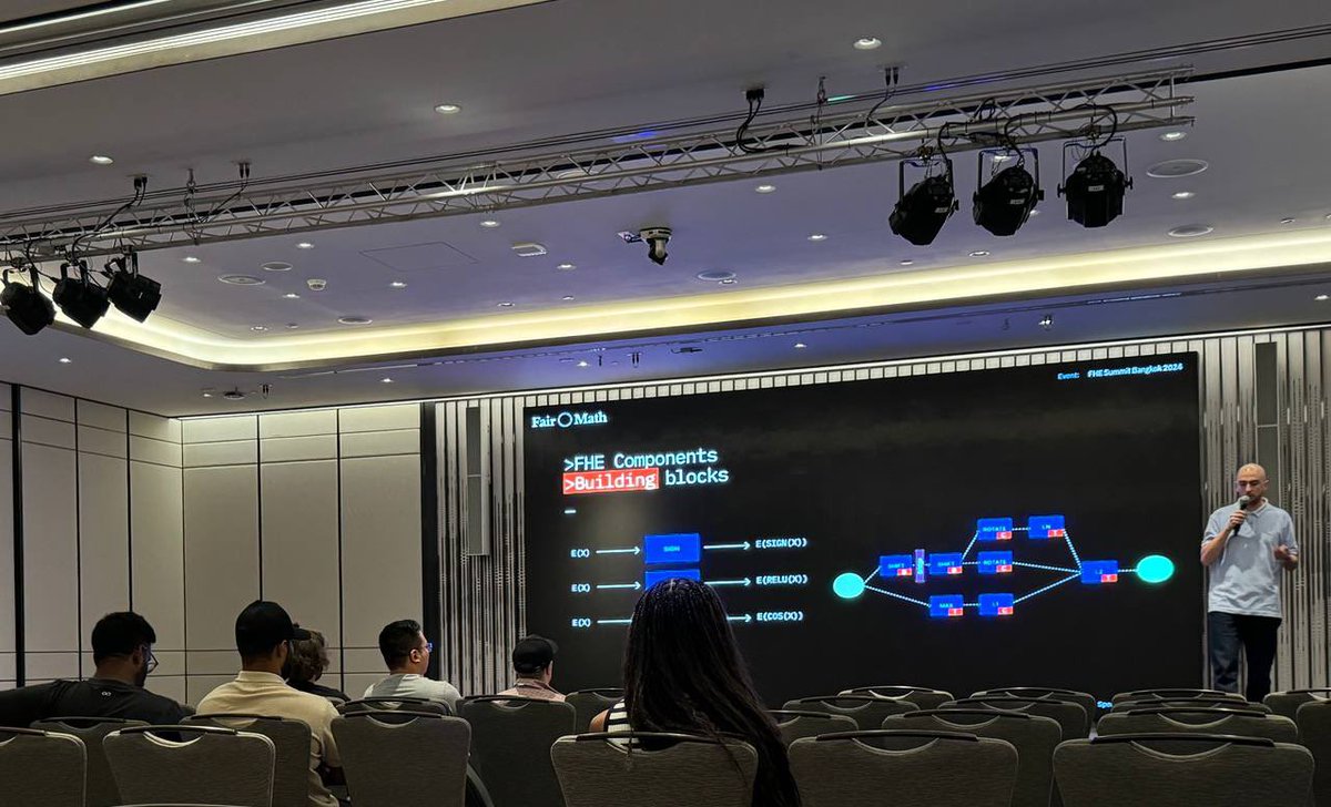 FairMath's tweet photo. Yesterday at the #FHESummit hosted by @FHEOnchain during #devcon in Bangkok, we presented a deeper look and more detailed insights into our #FHE compiler, highlighting advancements and future possibilities. Tomorrow at #FHECon weโll be diving into decentralized confidential computing options and exploring how these approaches can enhance privacy and security across distributed systems.
Join us there for this important discussion !
Register here: https://t.co/k5d980OW0J