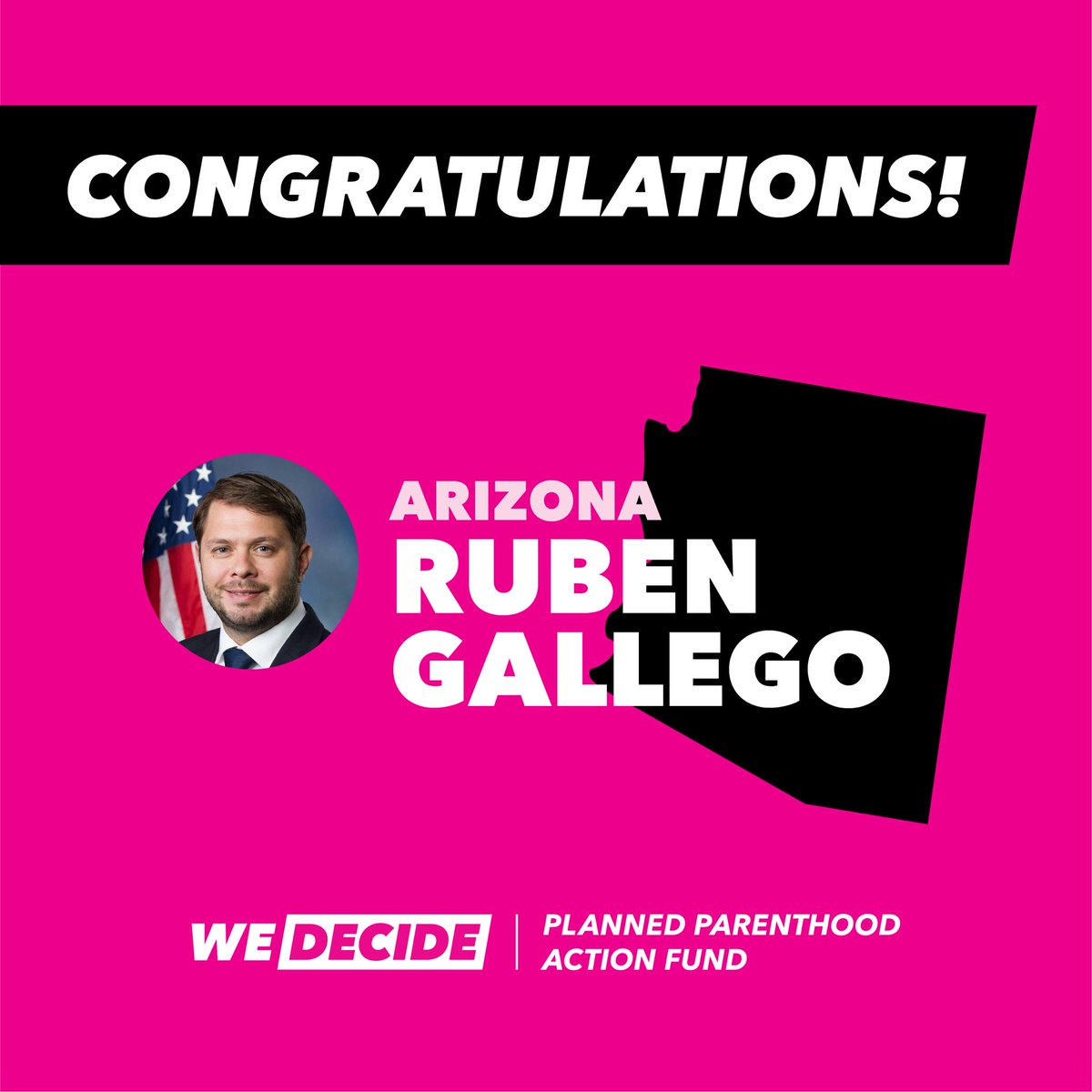 Alexis McGill Johnson (@alexismcgill) on Twitter photo 🎉 <a href="/RubenGallego/">Ruben Gallego</a>’s victory is a testament to the power of the people. Arizonans made it abundantly clear tonight that politicians have no place interfering in people’s personal health care decisions.
Congrats, Senator-elect Gallego! 🎉 <a href="/RubenGallego/">Ruben Gallego</a>’s victory is a testament to the power of the people. Arizonans made it abundantly clear tonight that politicians have no place interfering in people’s personal health care decisions.
Congrats, Senator-elect Gallego!