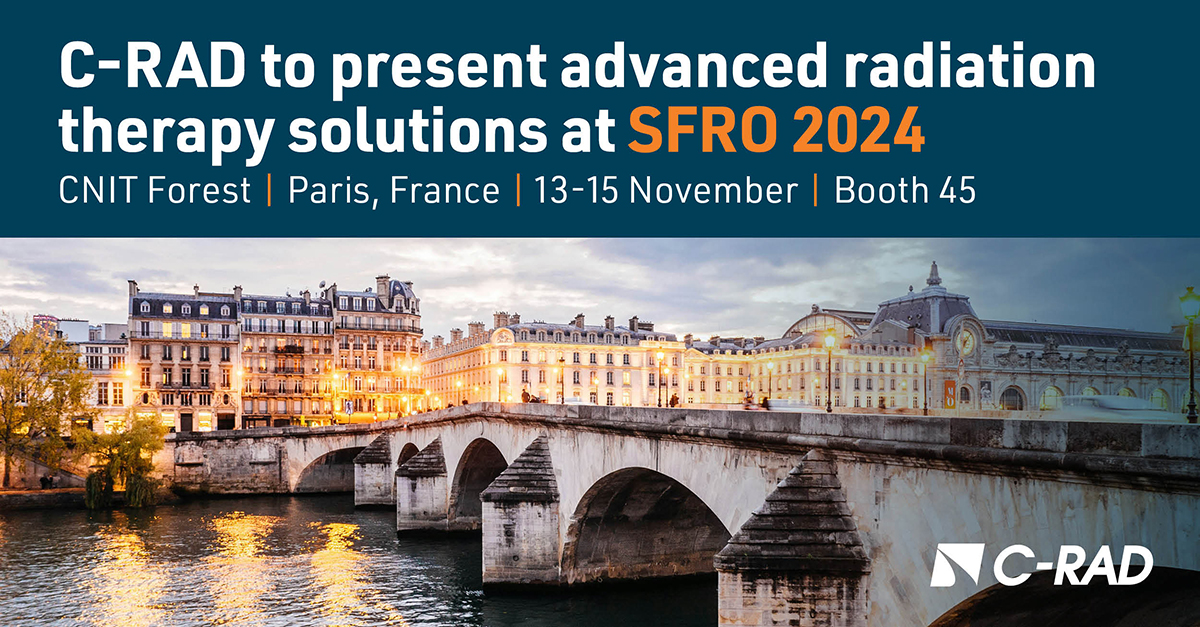 Join us at #SFRO2024 in Paris from 13 – 15 November! Stop by Booth #45 and meet the C-RAD team for a live demo of our SGRT and patient-centric solutions.

#SGRT #DIBH #CRAD #SFRO #InPositionToMakeADifference