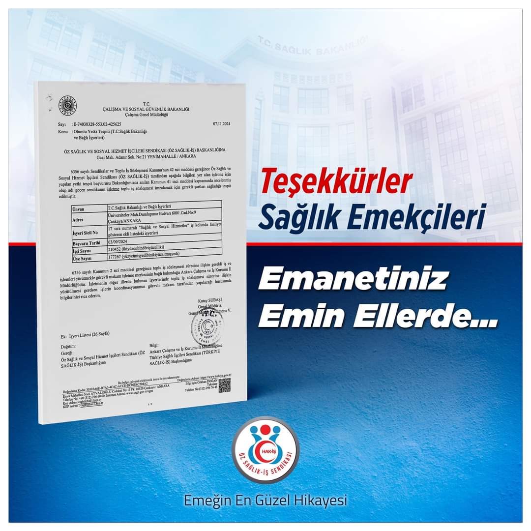 halil_pp's tweet photo. Sağlık Bakanlığı ve bağlı kuruluşlardaki emekçilerimiz adına yeni dönemdede yetki tespiti ÖzSağlık-İş Sendikamızda
Sağlık emekçilerinin hak ve kazanımlarını korumak için mücadelemize devamedeceğiz Bize inanan güvenensağlık emekçilerine sonsuz teşekkürlerimi iletiyorum
#Devletsert https://t.co/bNmx5UBteU